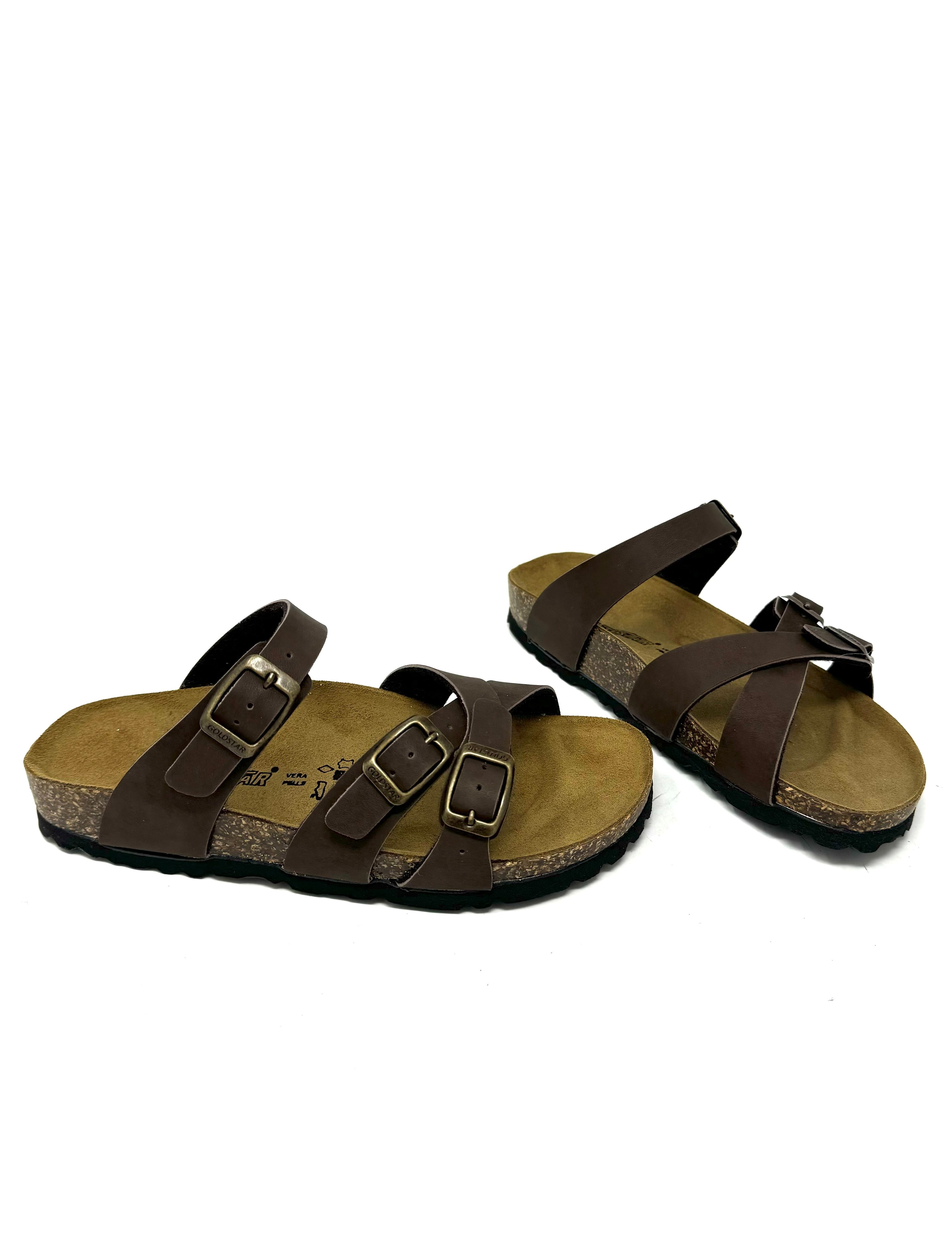 Infradito in sughero doppia fascia moro -GS77981
