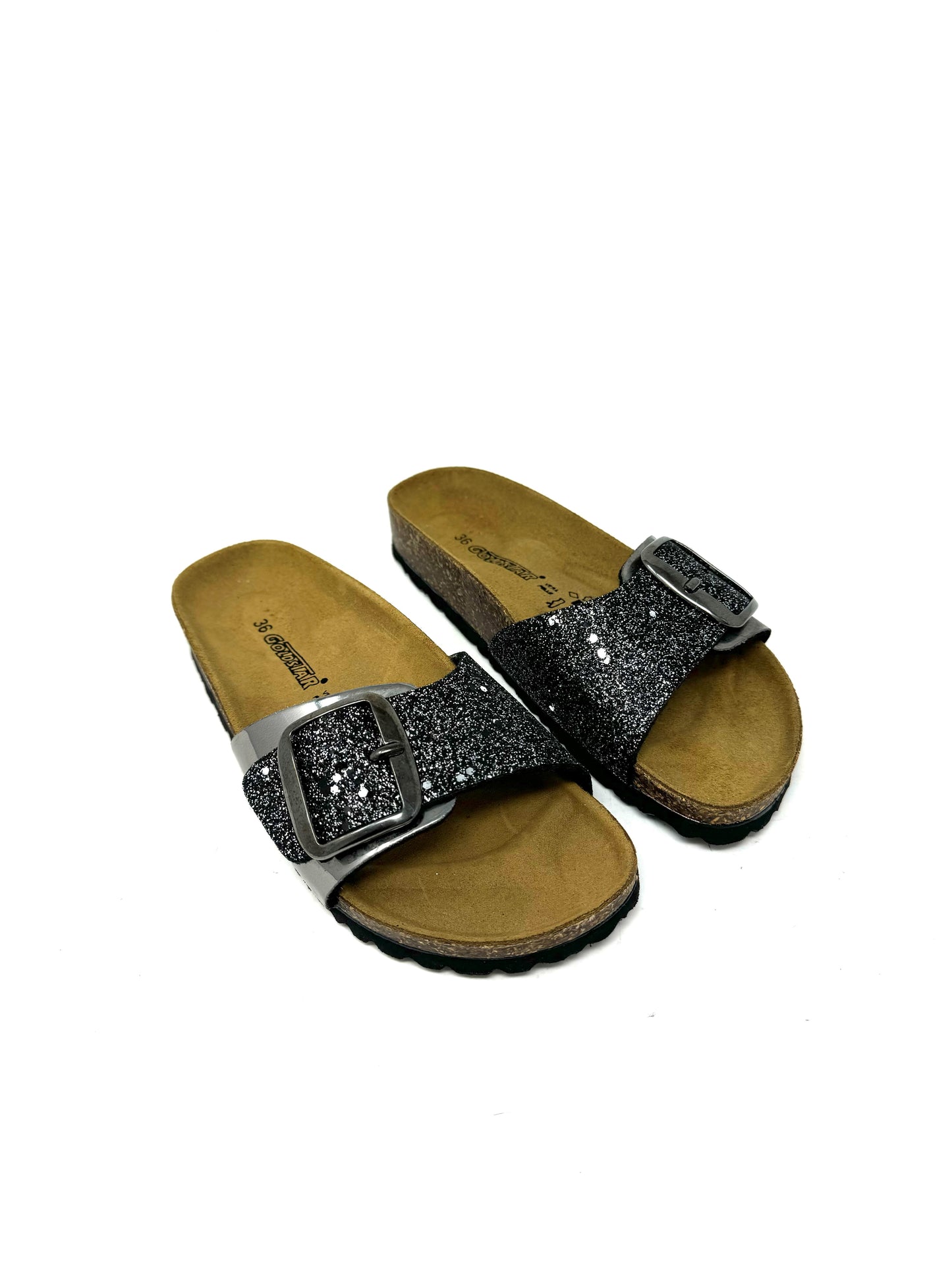 Ciabatta in sughero glitter nero -S1854X