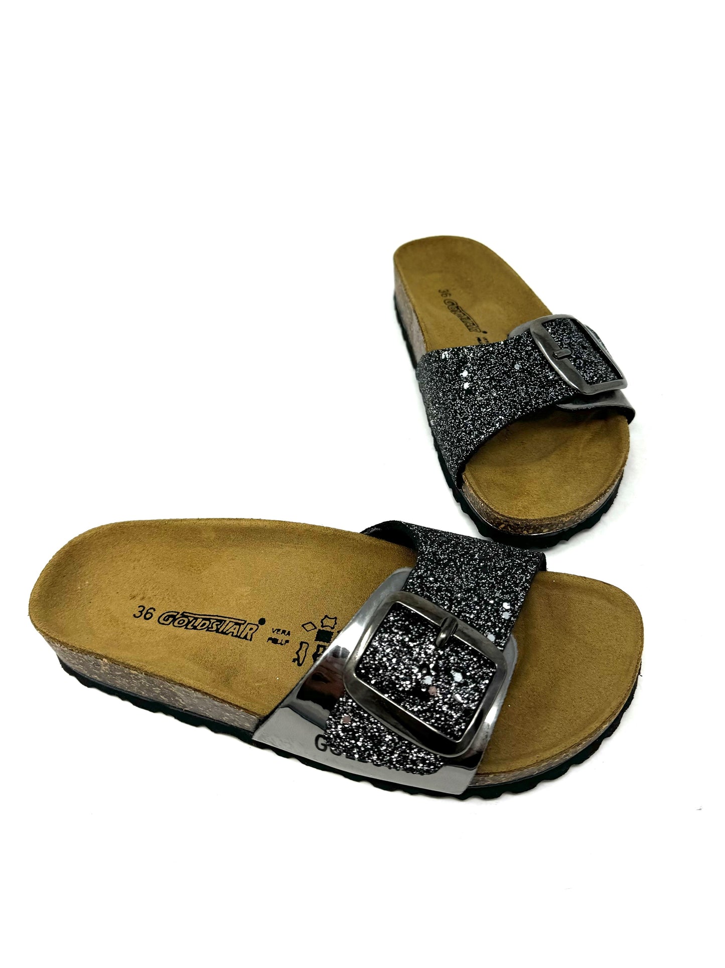 Ciabatta in sughero glitter nero -S1854X