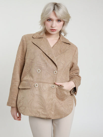 Giacca doppiopetto beige con ricami - V_PP356