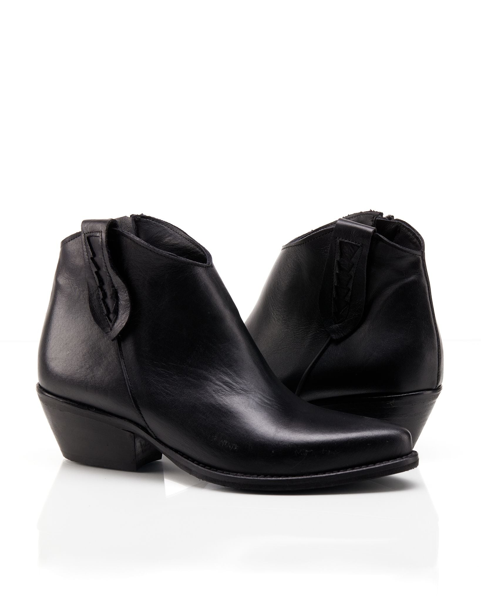 Texano basso in vitello nero opaco -2088NE
