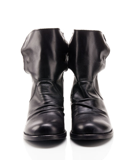 Tronchetto arricciato con bottoni in pelle nero - C912NE