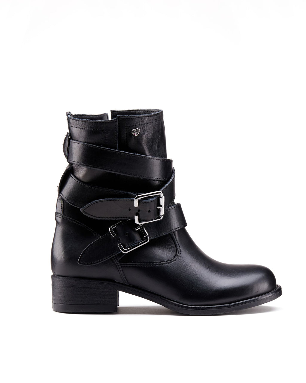 Stivaletti con fibbie removibili pelle nero-C334NE