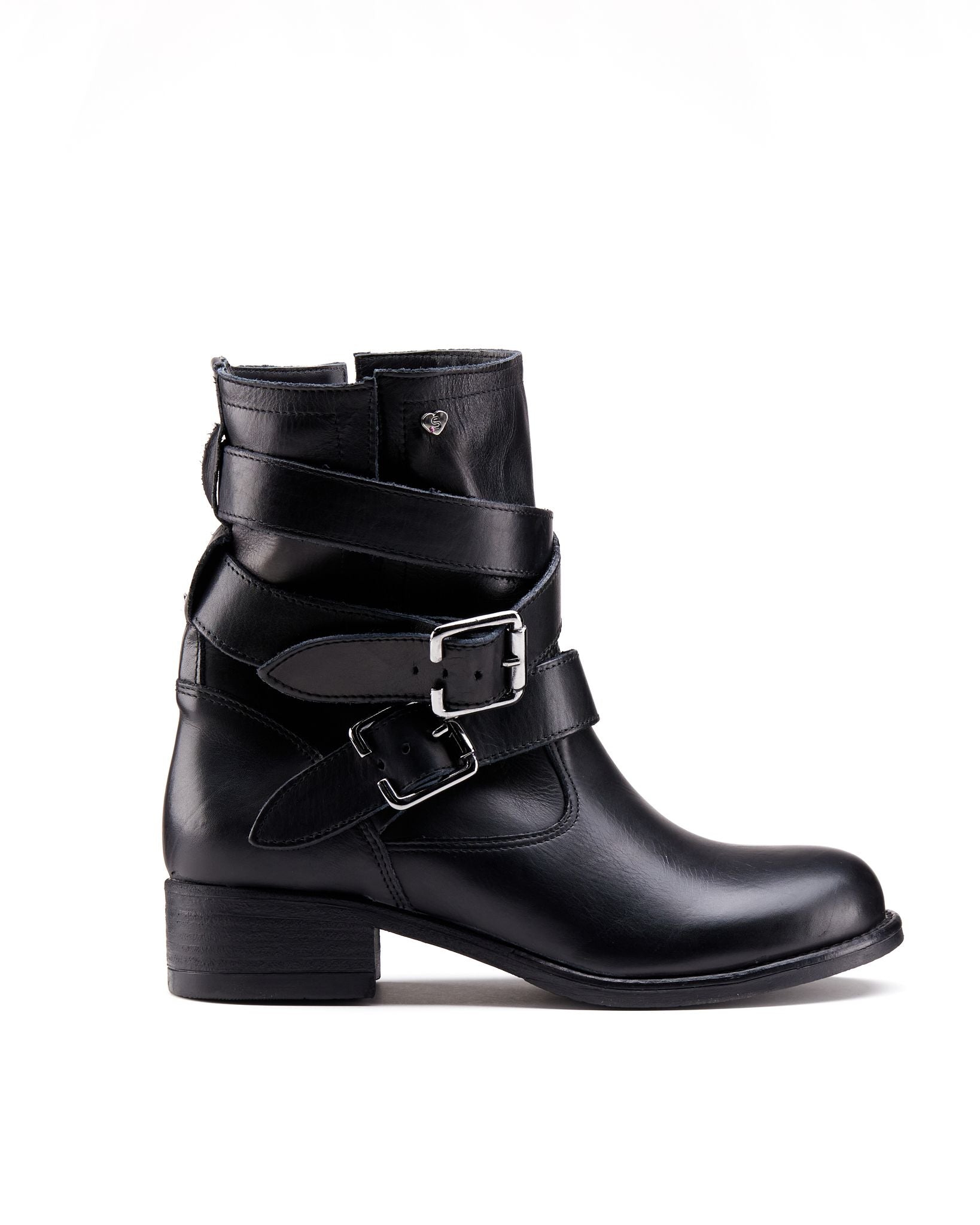 Stivaletti con fibbie removibili pelle nero-C334NE