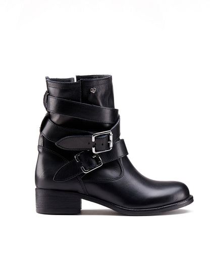 Stivaletti con fibbie removibili pelle nero-C334NE
