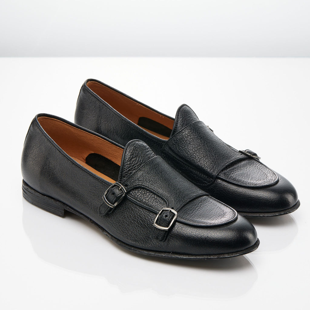 Mocassino doppiafibbia nero Made in Italy -02FENE