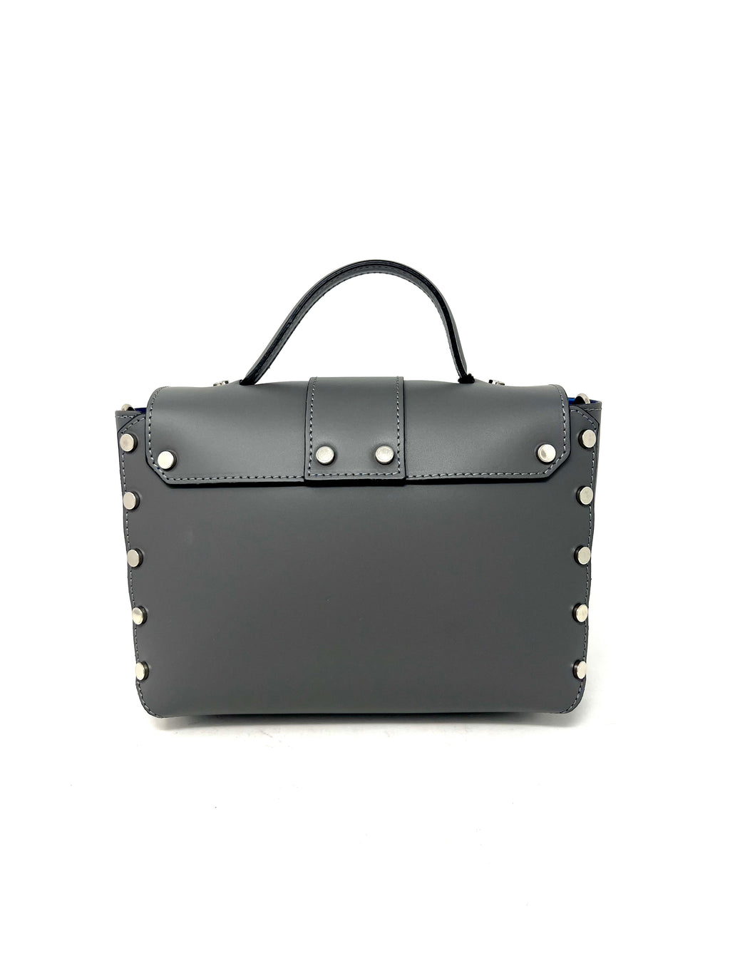 Bauletto midi borchie piatte vitello grigio-94829G