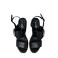 Sandalo zeppa nero con fibbia -52261NE