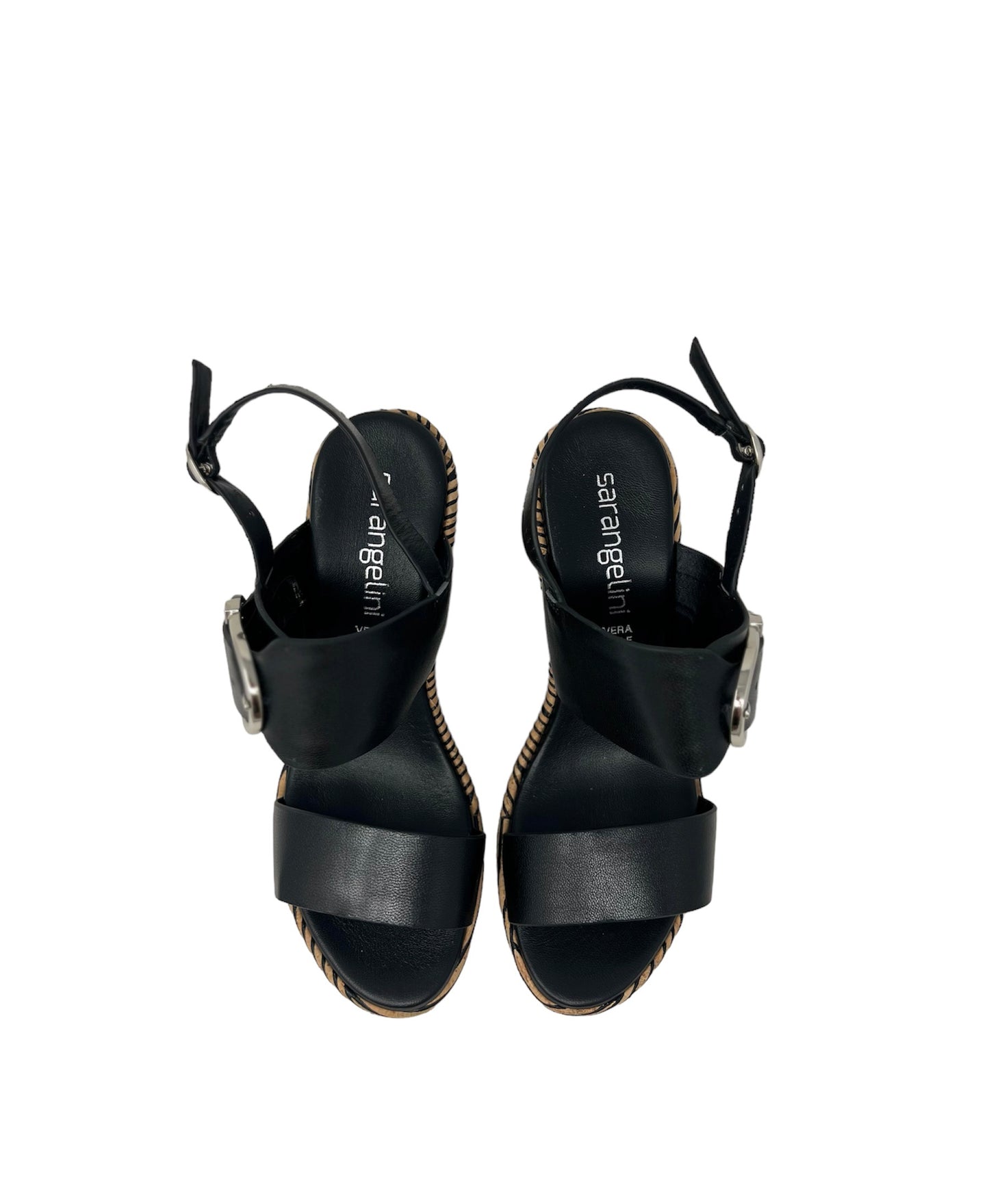 Sandalo zeppa nero con fibbia -52261NE