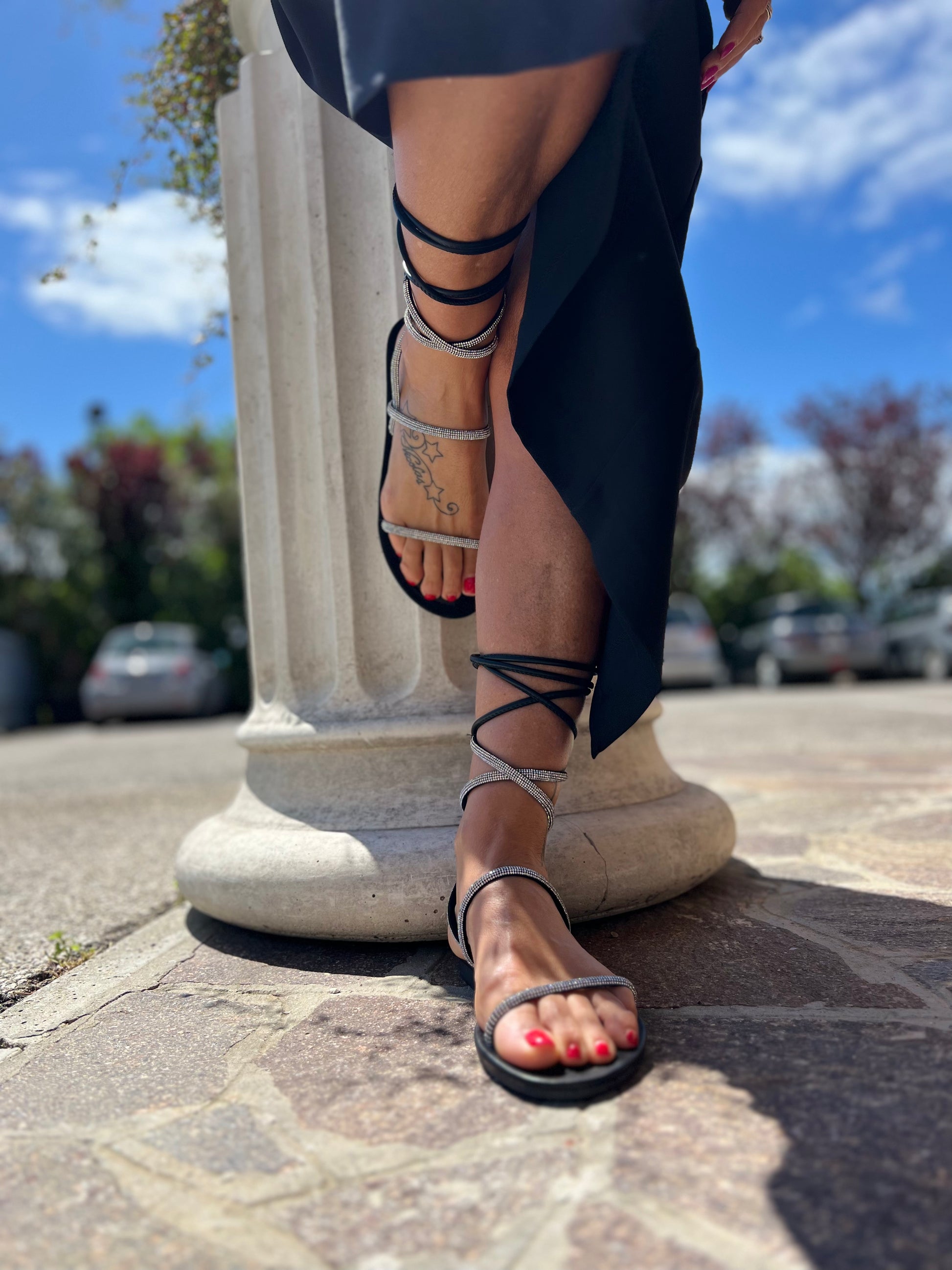 Sandali sales strass bassi