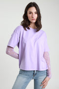 T-shirt con maniche in pizzo V_11073P