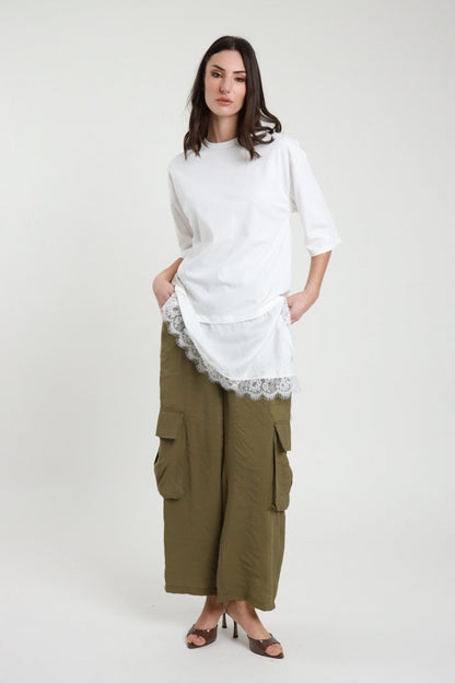 Maglia con pizzo latte V_120151