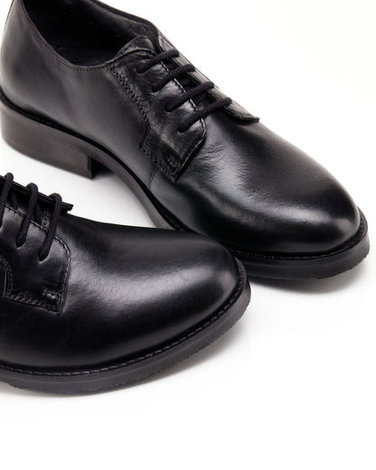 Francesina bassa in pelle nera - ASCOT01