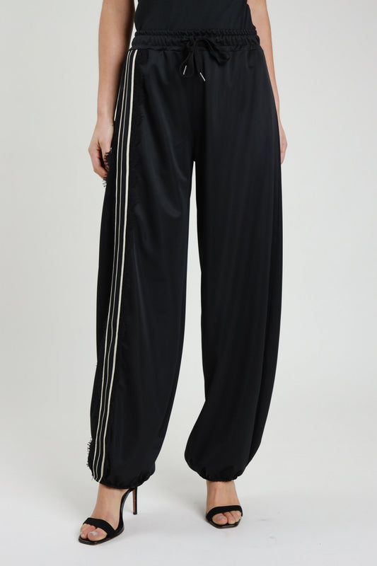 Pantalone baloon nero con bande V_S3393
