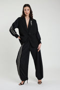 Pantalone baloon nero con bande V_S3393