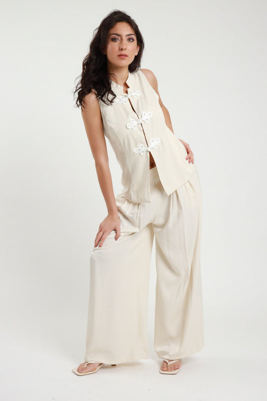 Pantalone con pences latte V_WP535L