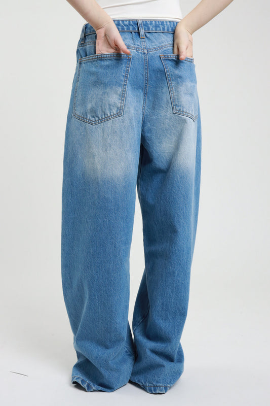 Pantalone jeans con vita rigirata V_P21103