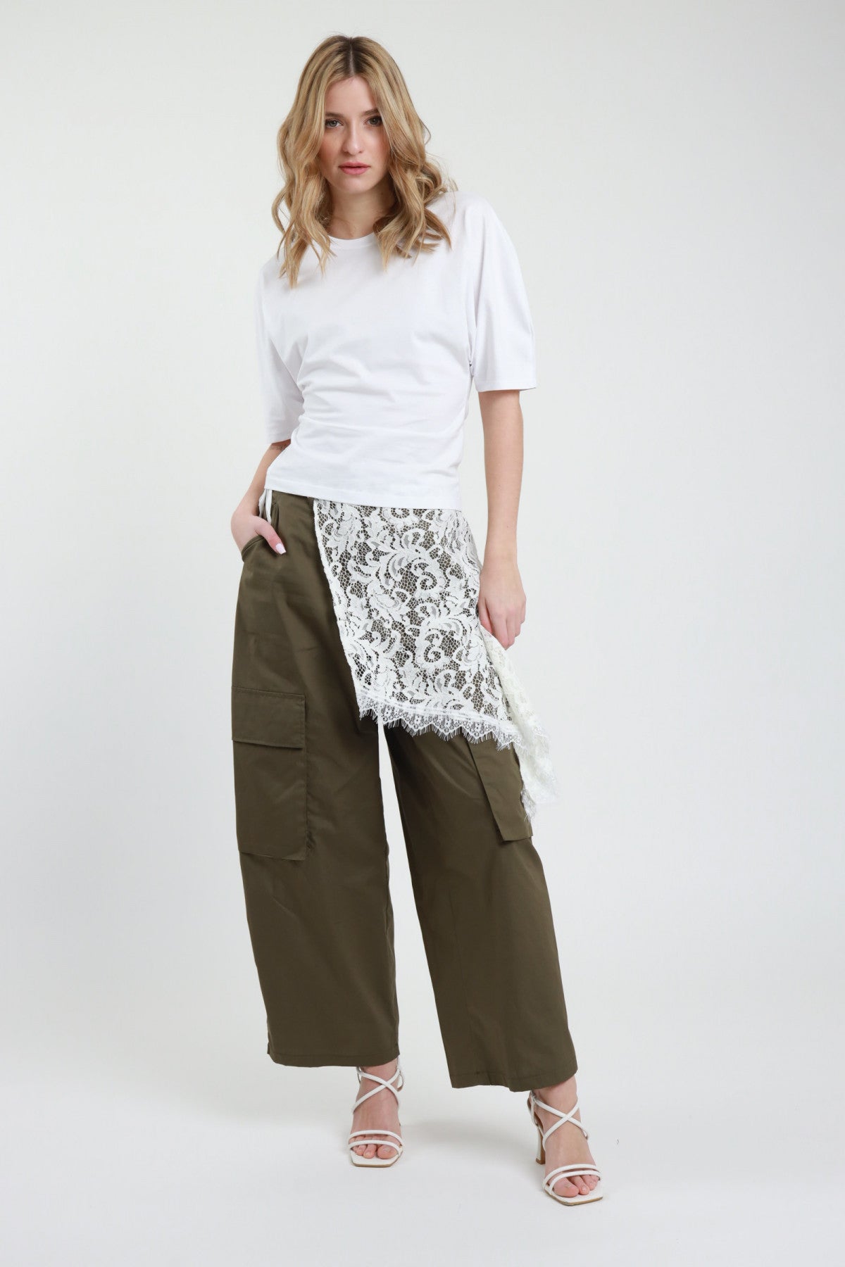 Pantalone cargo verde con pareo V_134P66V