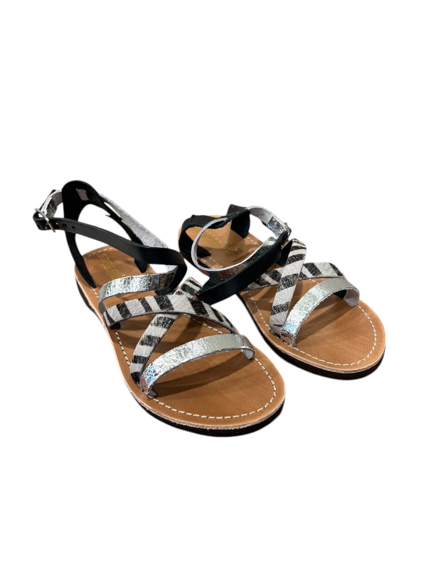 Sandalo adige argento cavallino zebra - 3240A