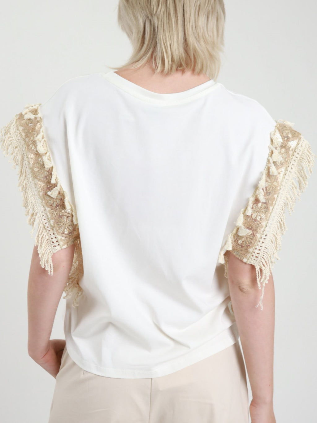 T-Shirt Crop con Frange - V_26682