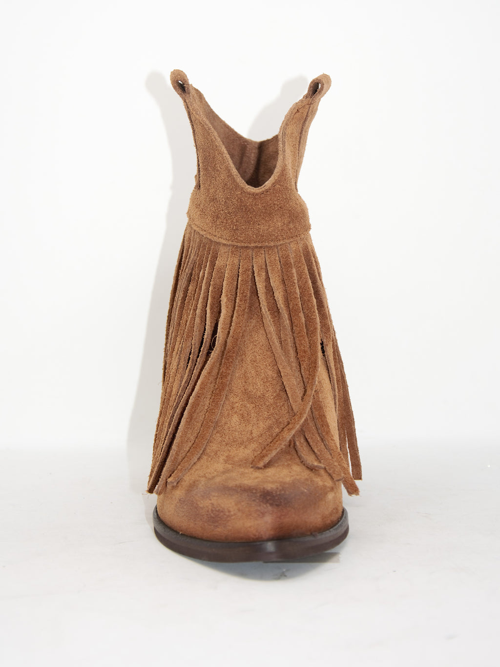 Texano con frange in camoscio marrone - TEXCU