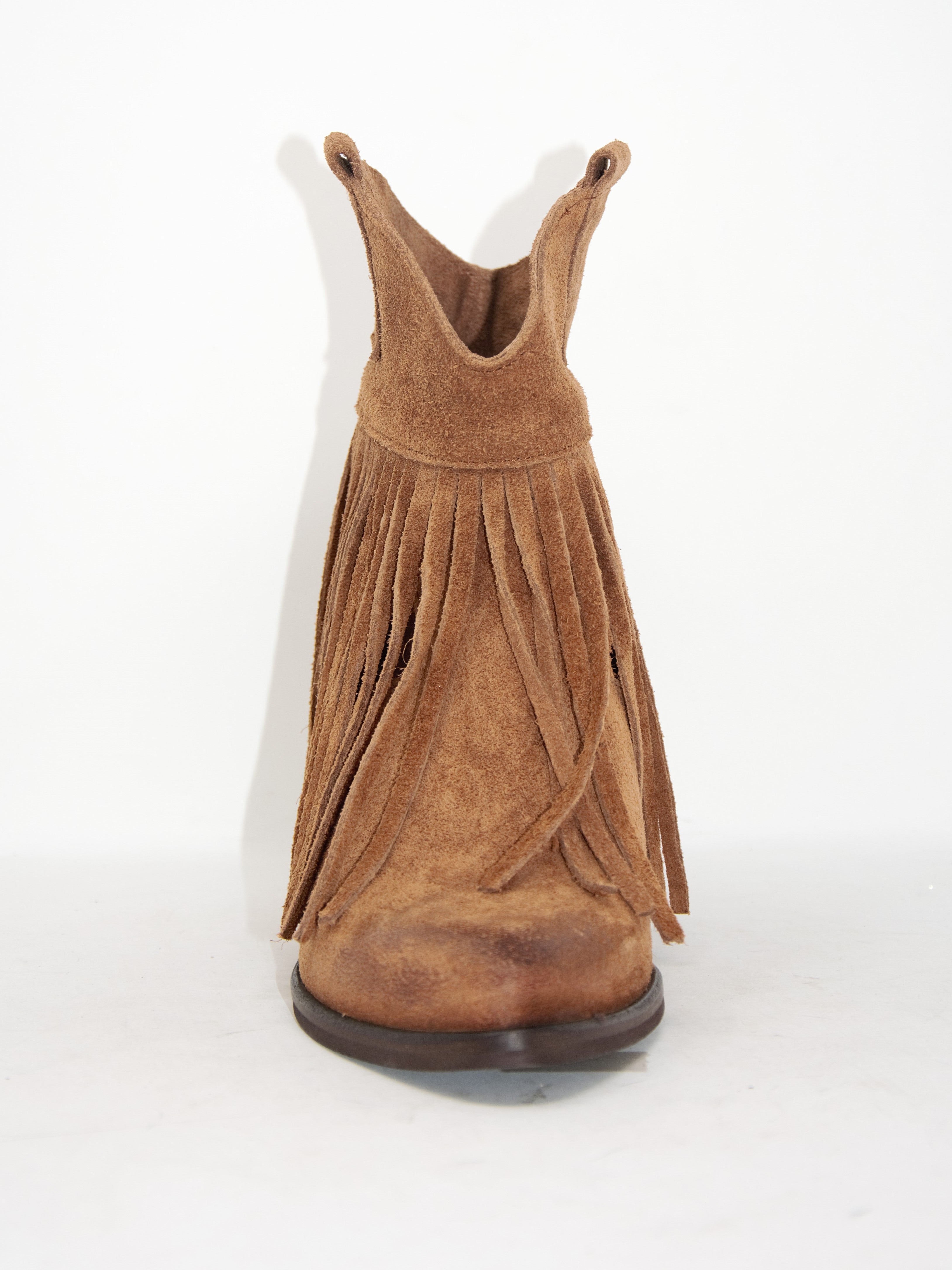 Texano con frange in camoscio marrone - TEXCU