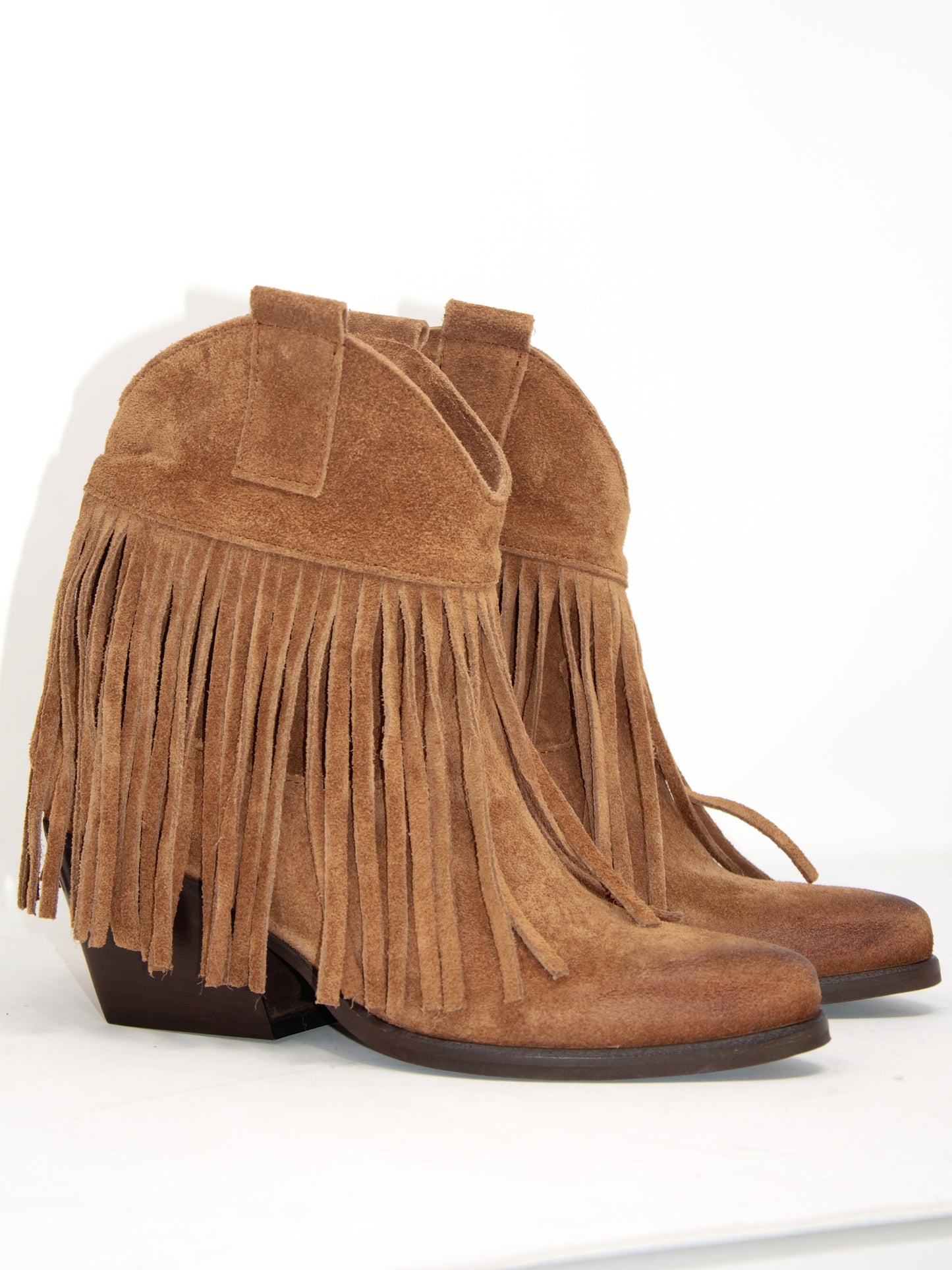 Texano con frange in camoscio marrone - TEXCU