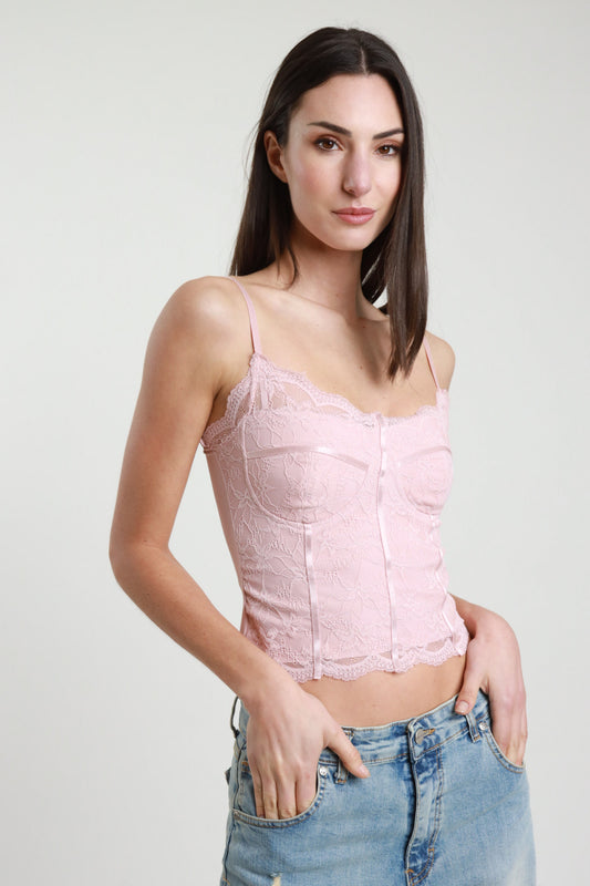 Top in pizzo rosa V_NM237