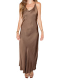 Vestito in raso marrone- 8523
