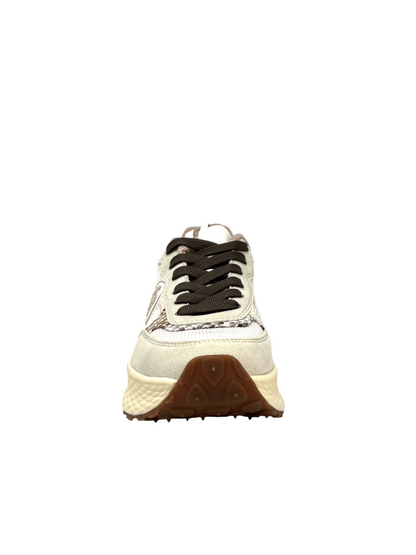 Sneaker cream/brown tessuto - LYNBRO