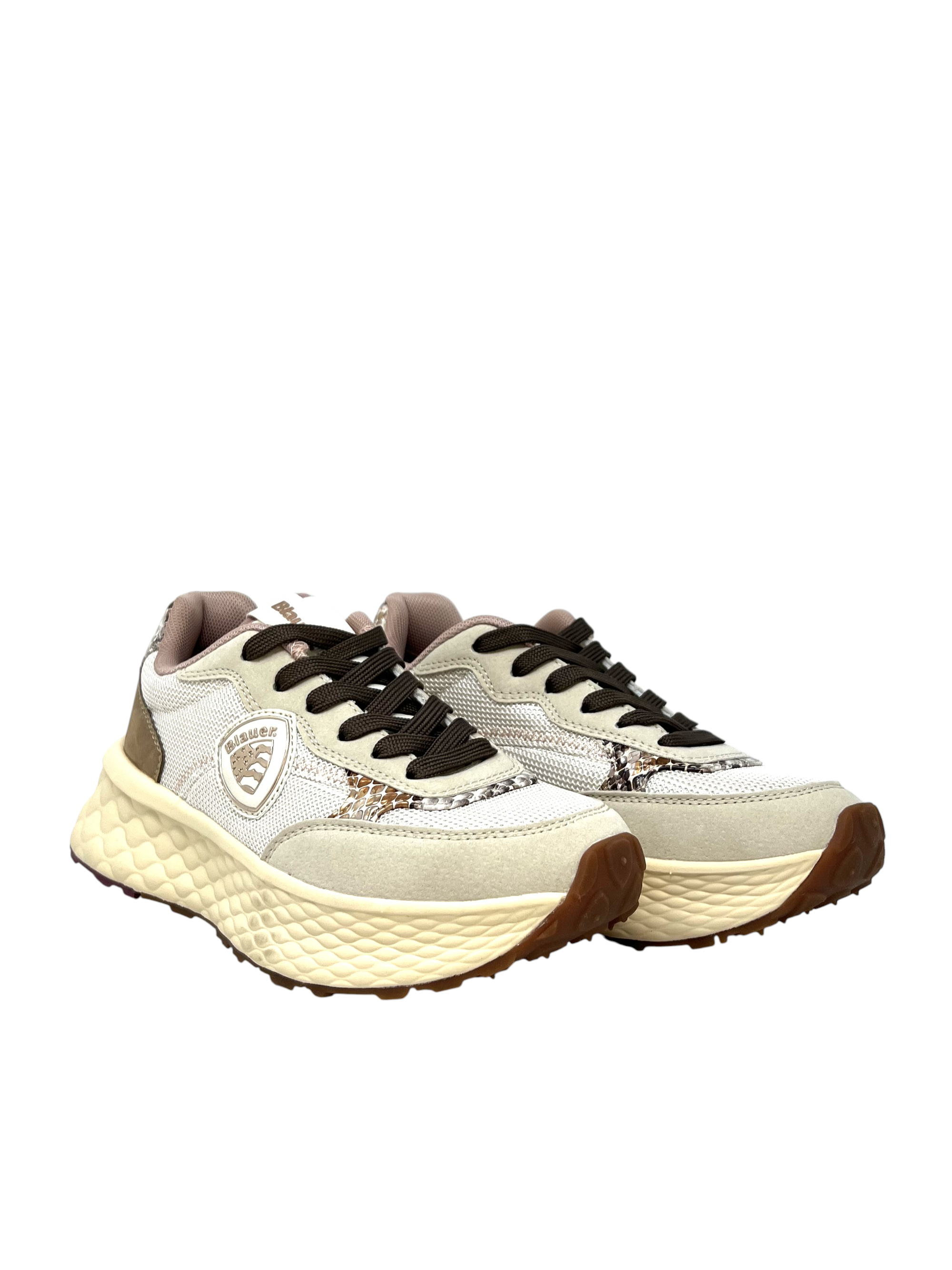 Sneaker cream/brown tessuto - LYNBRO