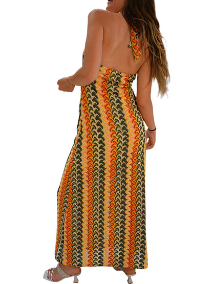 Abito fantasia zigzag con laccio - 0351