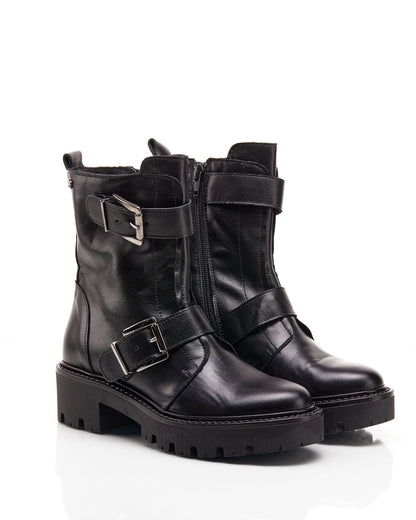 Bikers con fibbie fondo chunky neri -GIUL2N