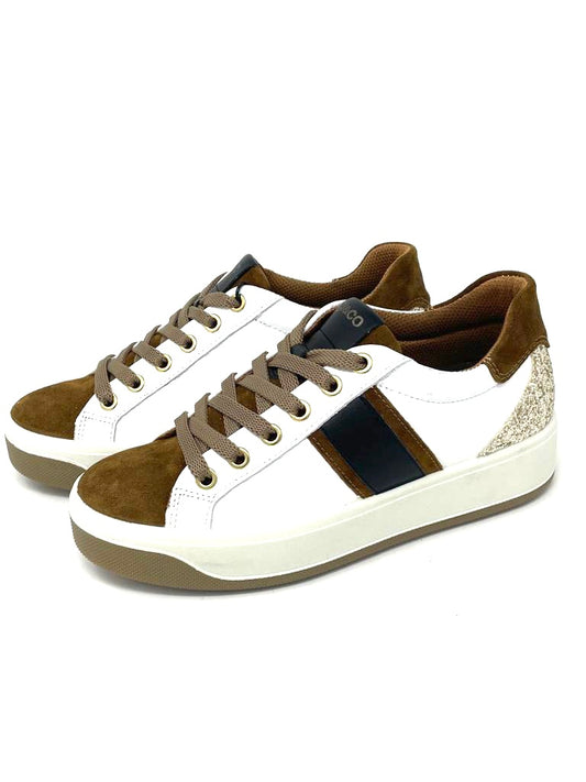 Sneakers in pelle bianco/marrone 2671244