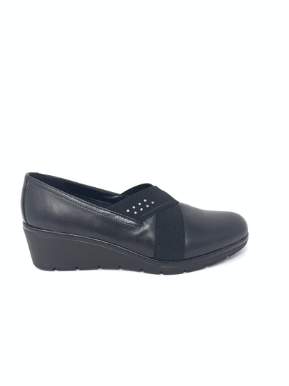 Scarpa su zeppa pelle nero