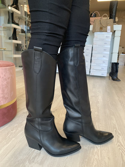 stivale texano alto in pelle nero