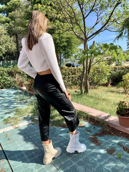 Pantalone baggy in ecopelle