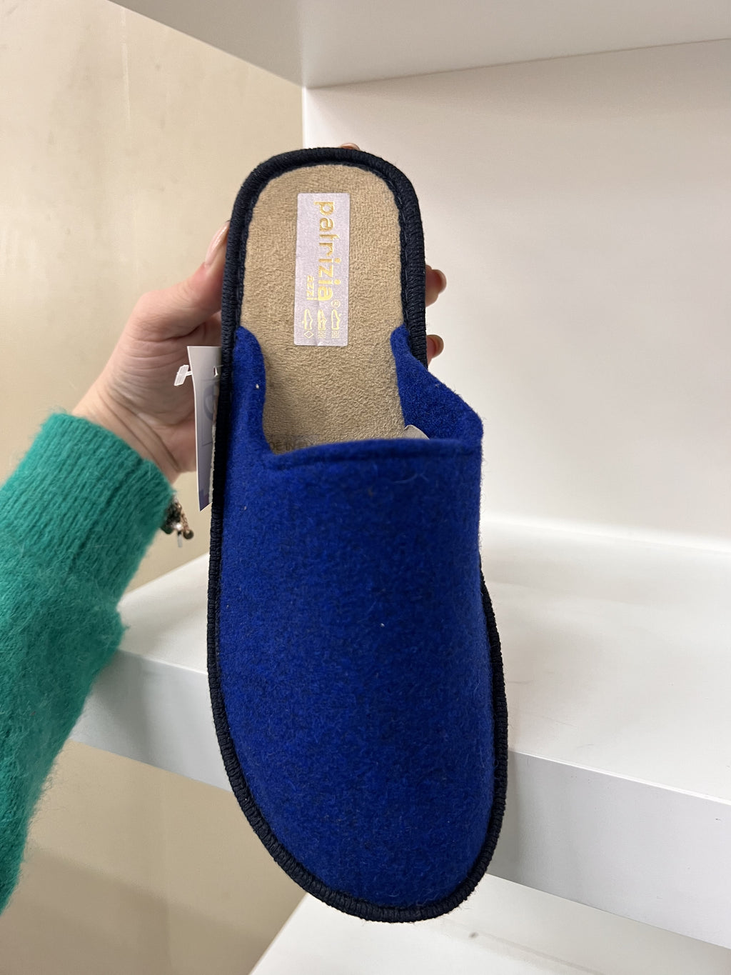 Pantofola donna tessuto cobalto