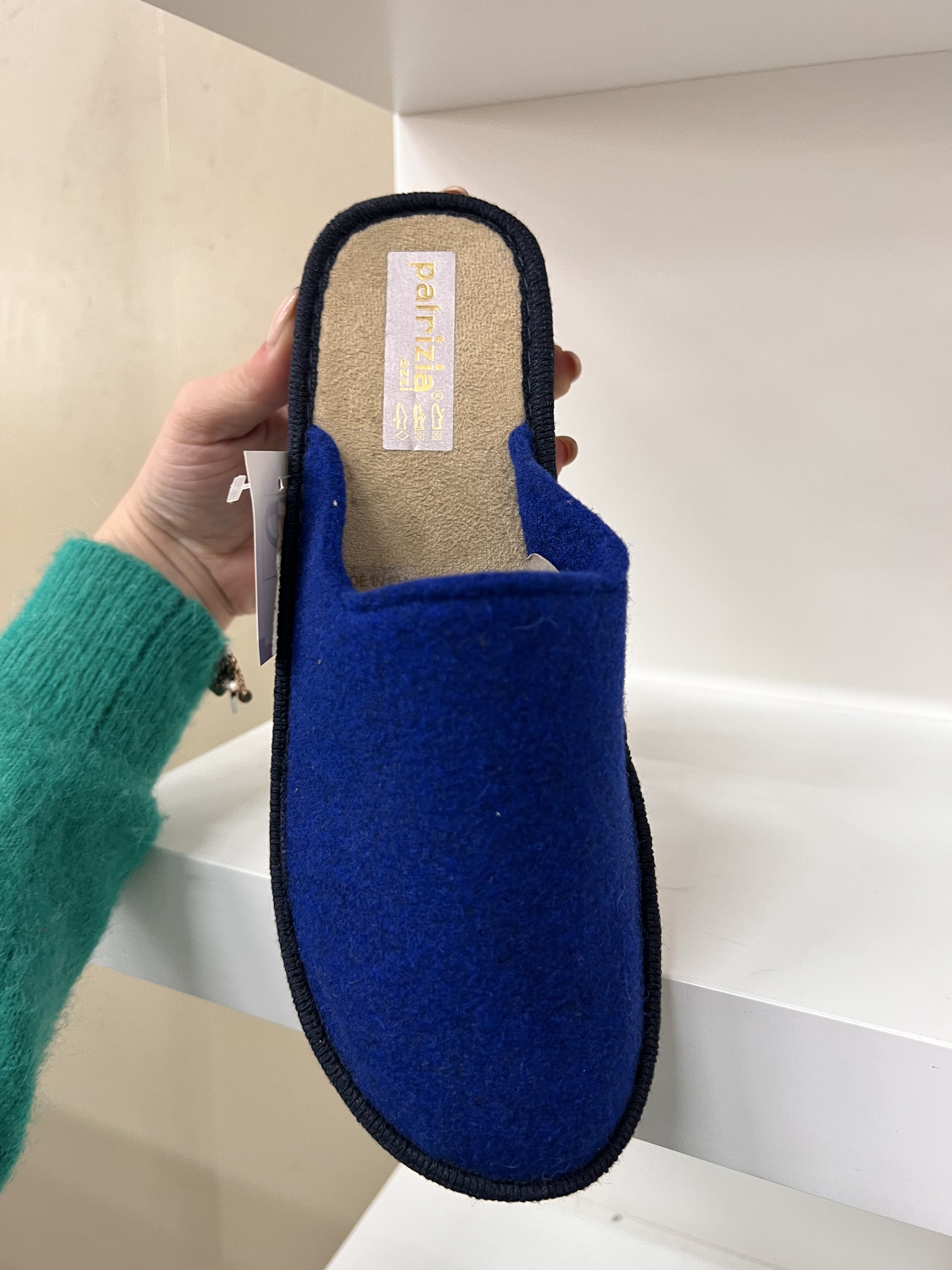 Pantofola donna tessuto cobalto