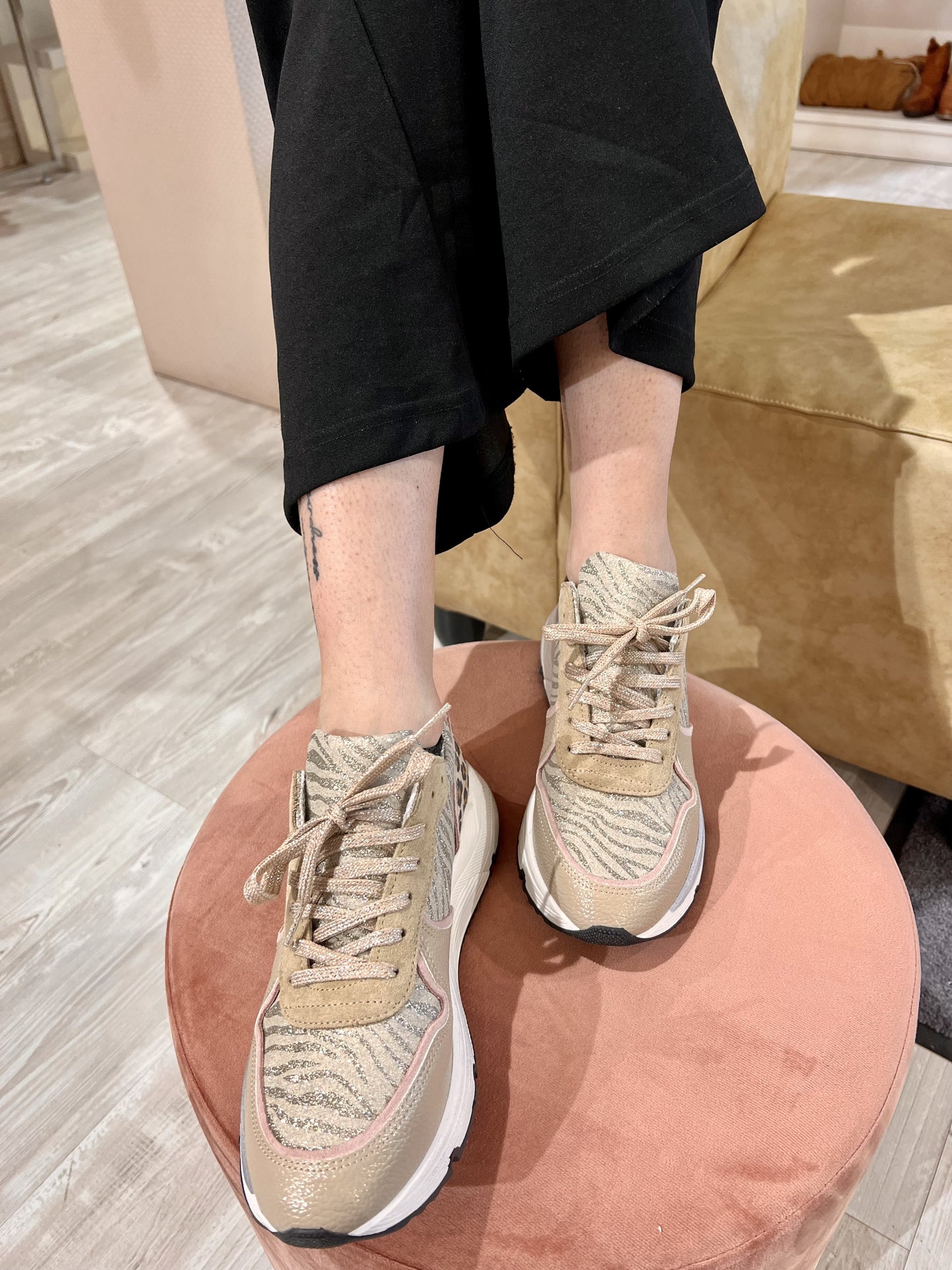 Sneakers Sarangelini in pelle rose gold