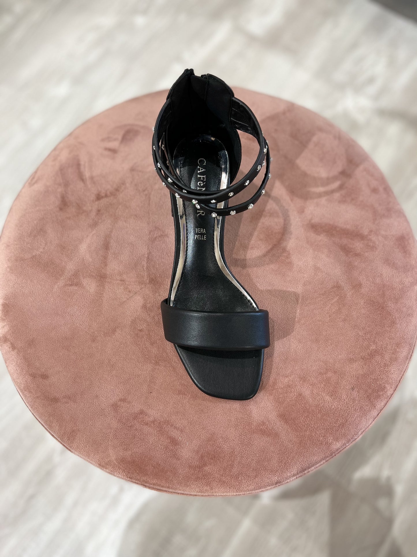 Sandalo cavigliera strass nero LB9080
