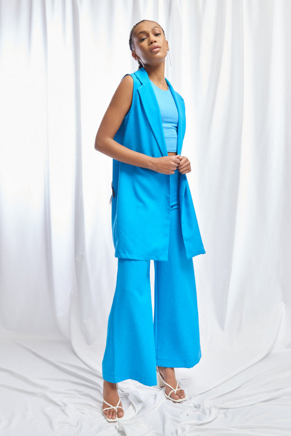 gilet lungo azzurro