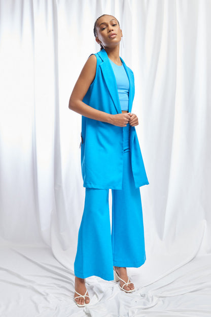 gilet lungo azzurro