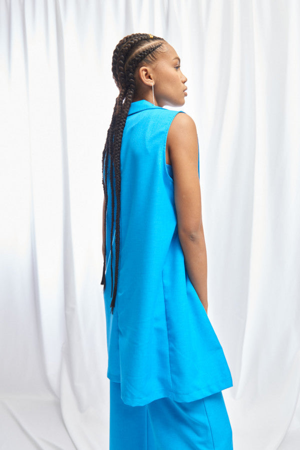 gilet lungo azzurro