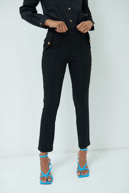 Pantalone safari gabardina nero