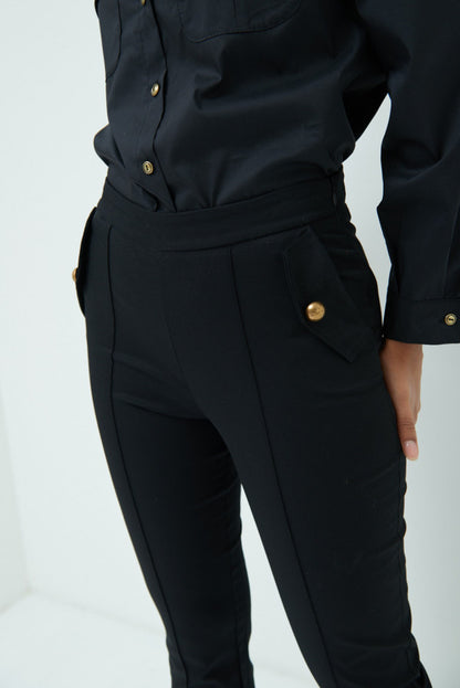 Pantalone safari gabardina nero