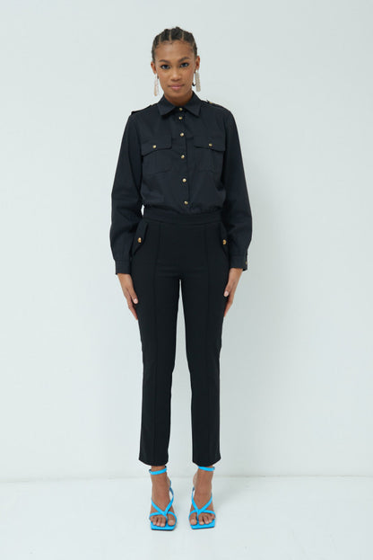 Pantalone safari gabardina nero