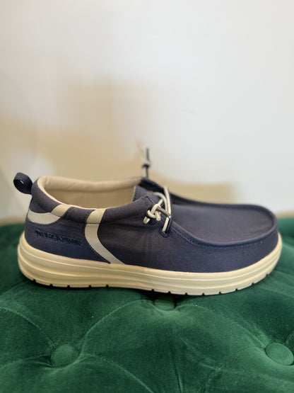 Mocassino con vaschetta tessuto blu