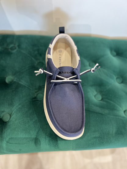 Mocassino con vaschetta tessuto blu