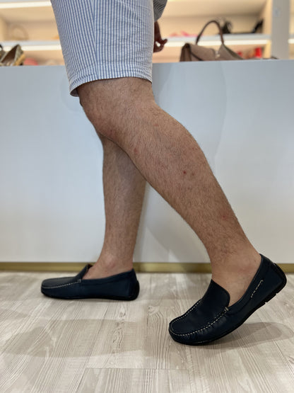 Mocassino sportivo impunture pelle blu